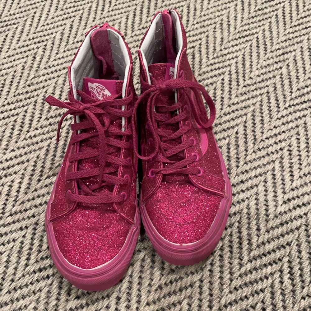 Girls Vans Glitter SK8 Hi Zip Sneakers - Picture 3 of 5